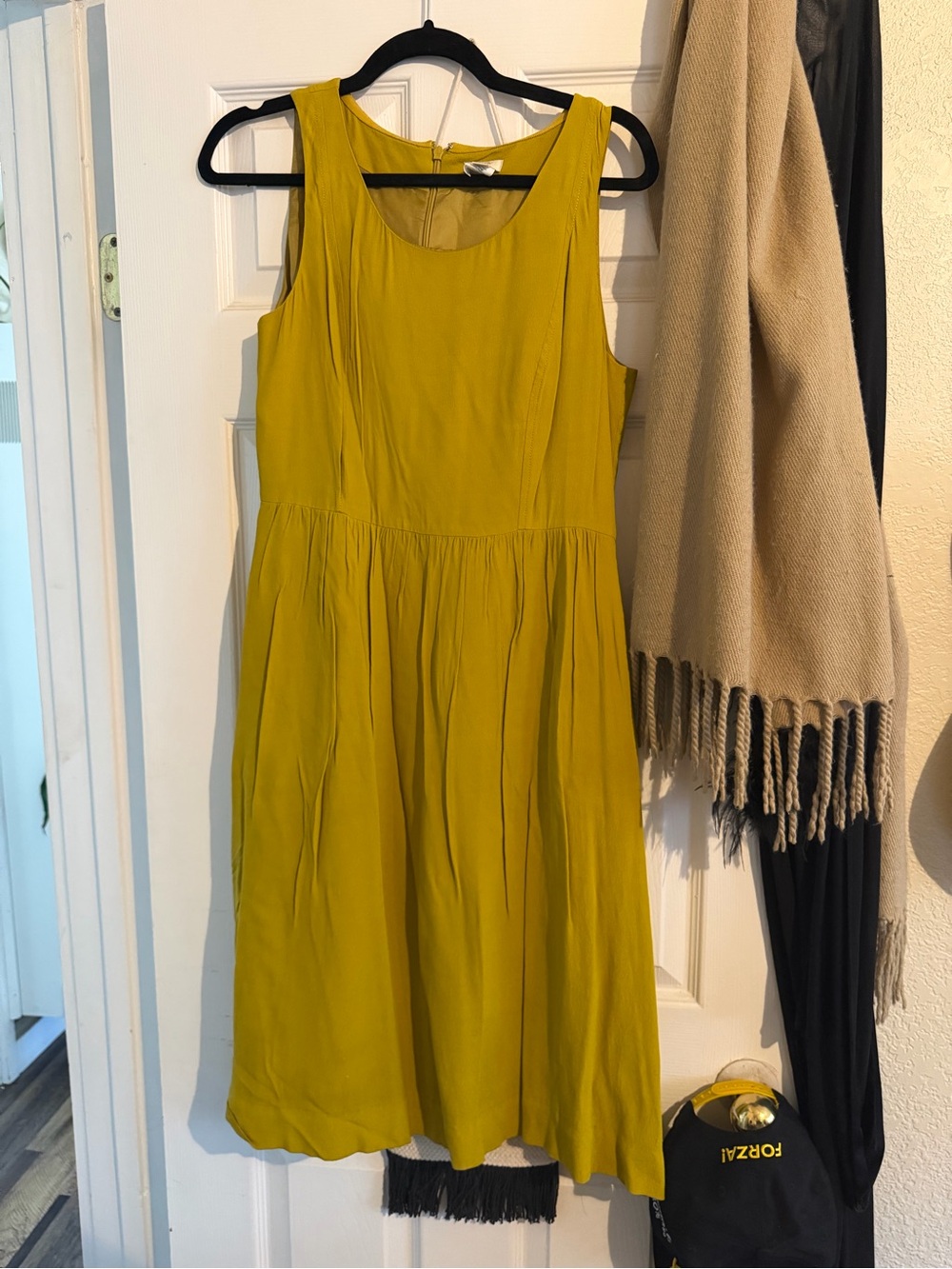 J. Crew Sleeveless Olive Green Fit-and-Flare Dress